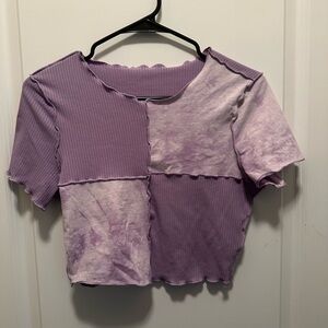 SHEIN Lavender Patchwork Crop Top